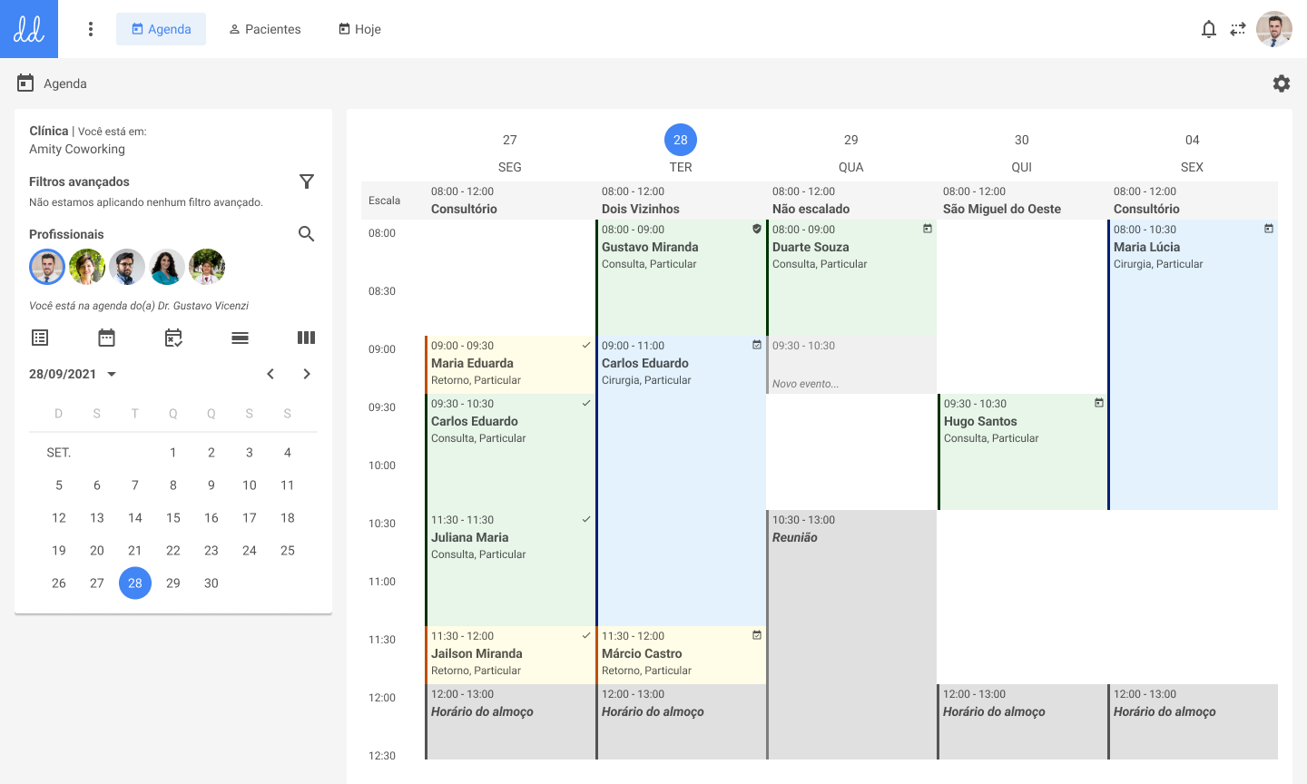 Agenda para profissionais de saúde